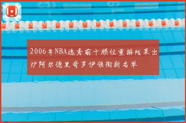 2006年NBA选秀前十顺位重排结果出炉阿尔德里奇罗伊领衔新名单